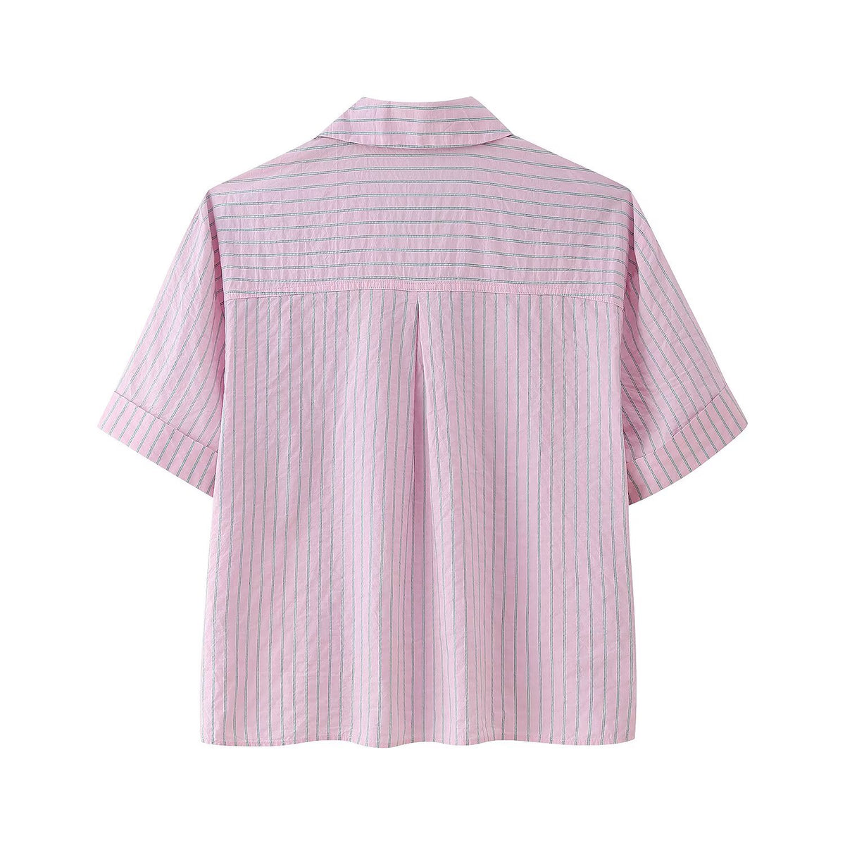 Women's Striped Poplin Shirt Shorts Sets