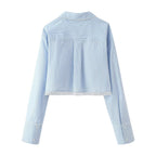 Women's Lace Striped Short Shirt Half Culottes Sets