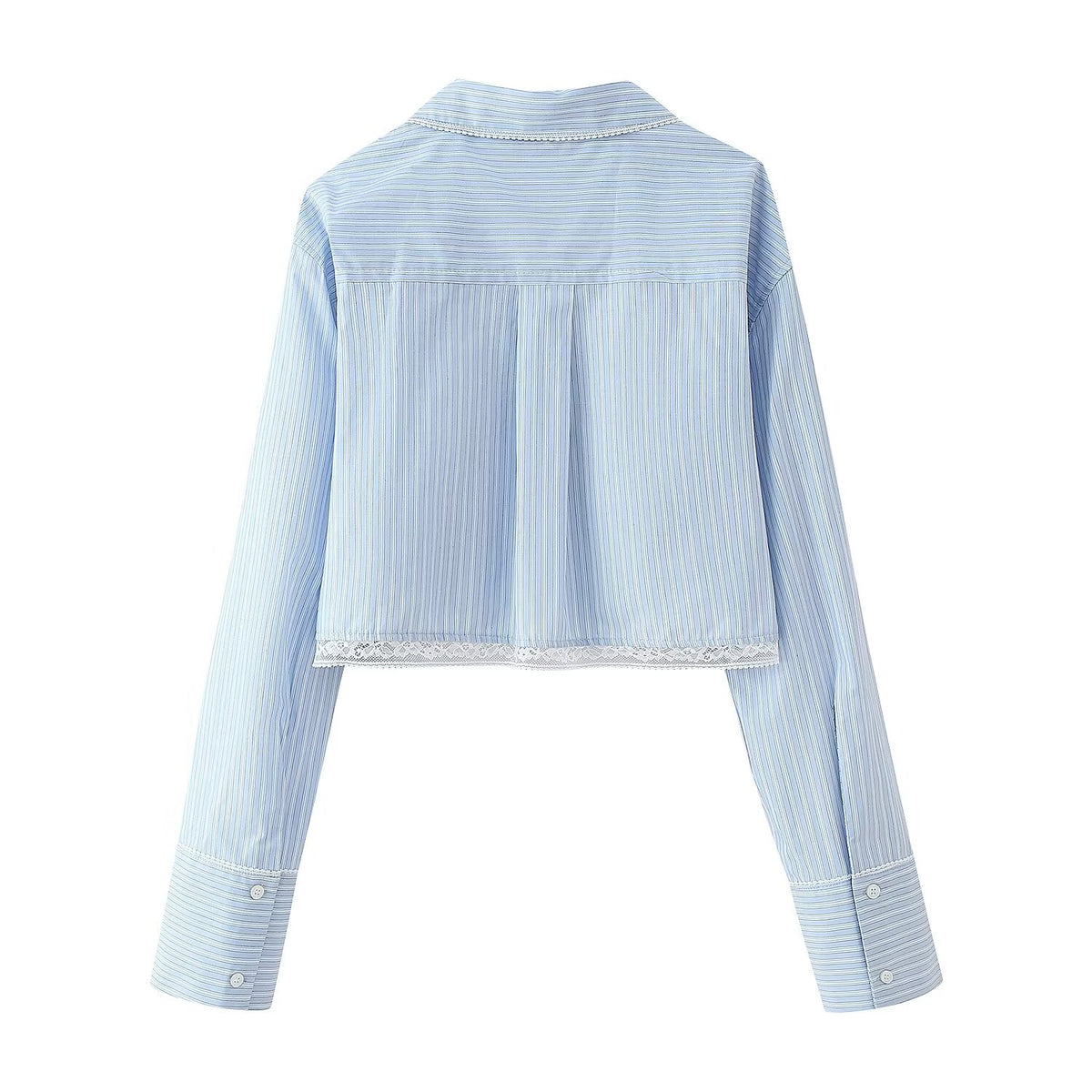 Women's Lace Striped Short Shirt Half Culottes Sets