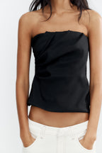 Women's Sexy Slim Fit Pleated Off The Shoulder Tube Top Top