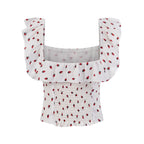 Women's Strawberry Print Backless Crop Top