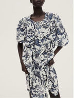 Women's Belted Floral Crew-Neck Dress