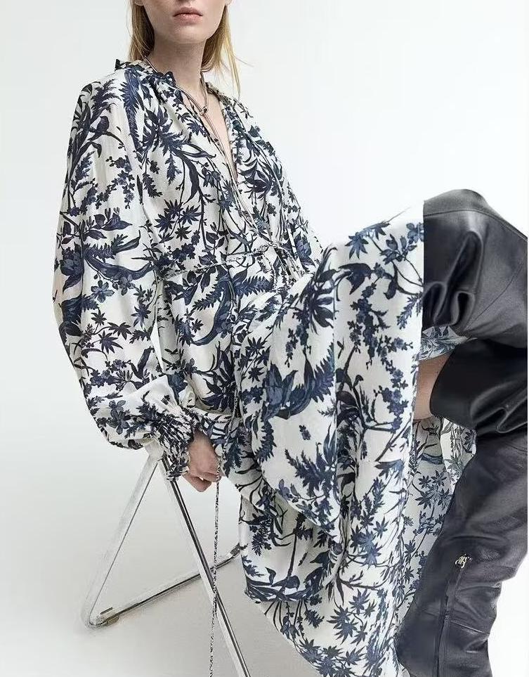 Bohemian Printed Loose Long-Sleeve Dress