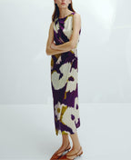 Printed Asymmetric Crew-Neck Sleeveless A-Line Maxi Dress