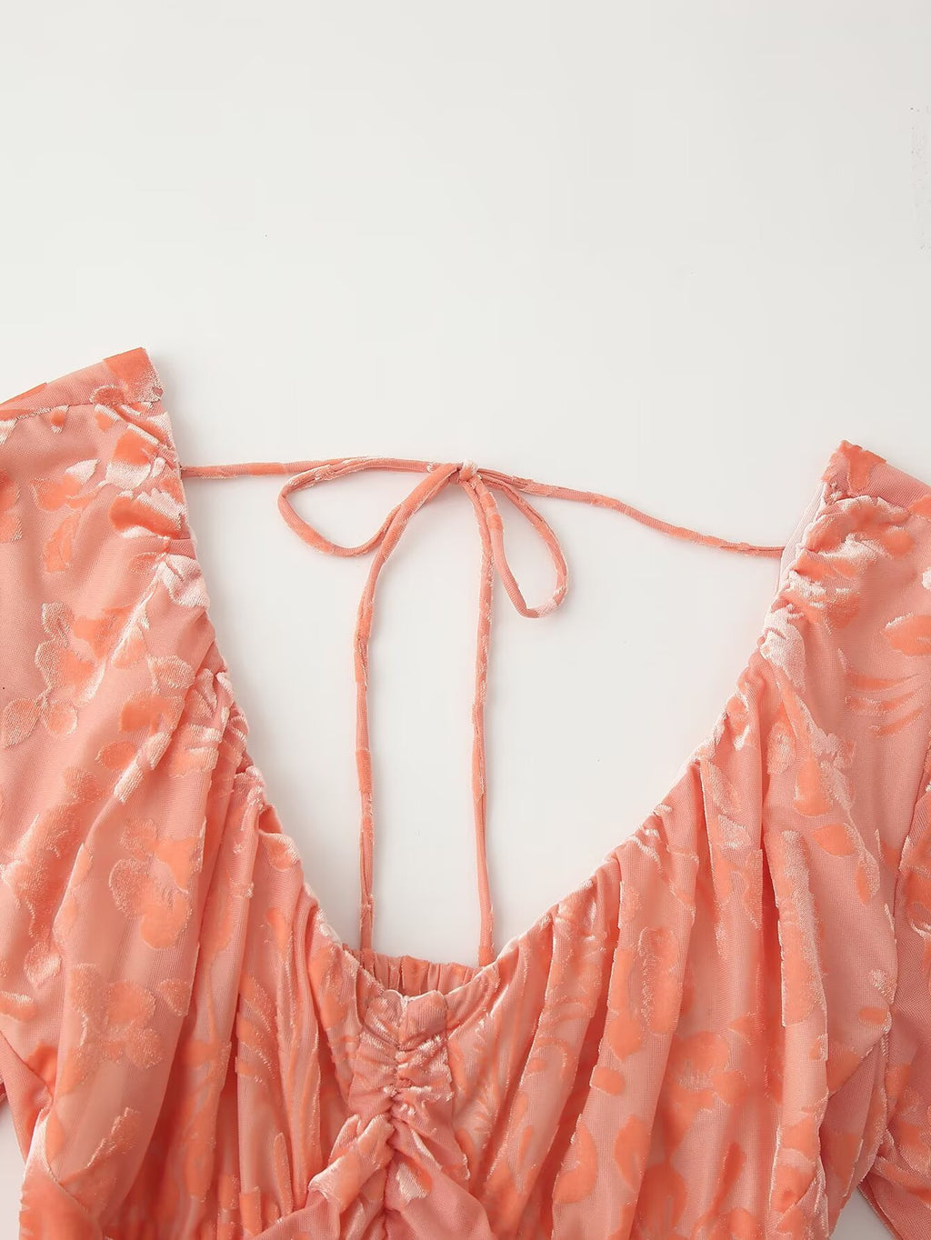 Lace-Up Burning Floral Stitched Backless Dress