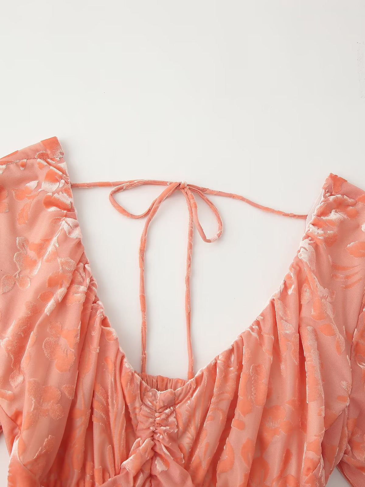 Lace-Up Burning Floral Stitched Backless Dress