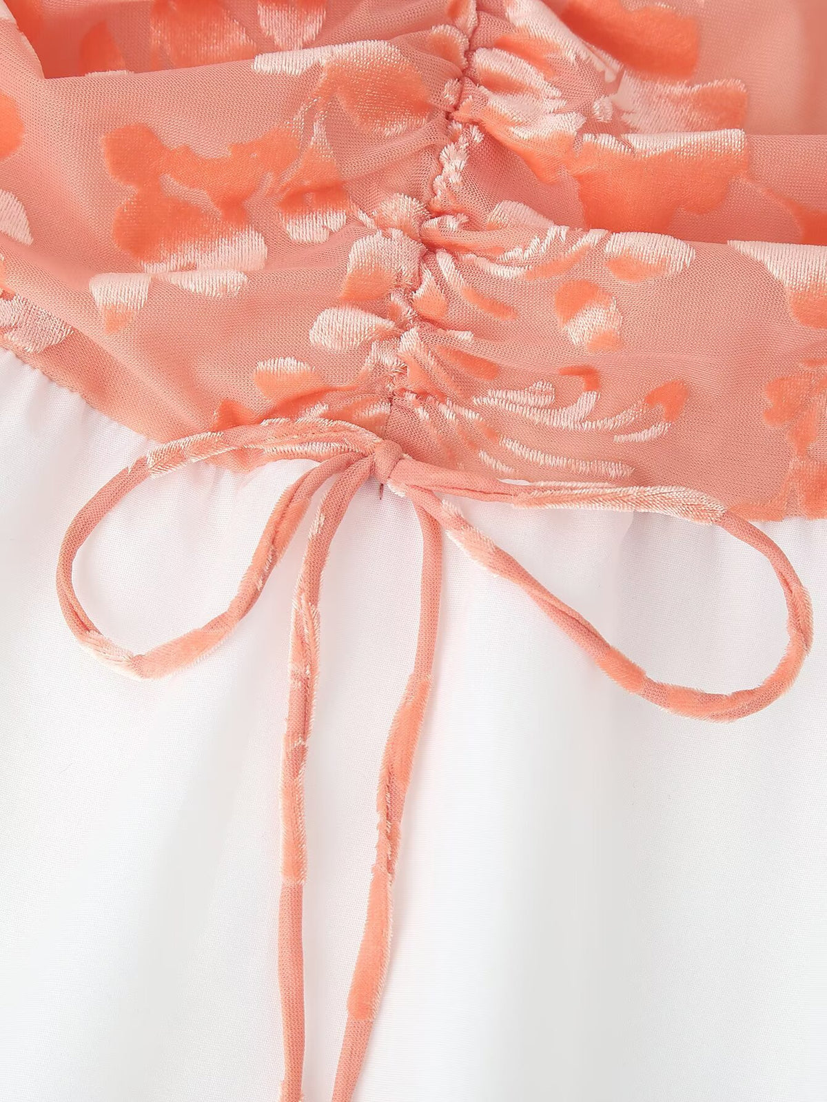 Lace-Up Burning Floral Stitched Backless Dress