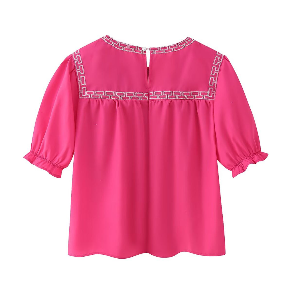 Women's Embroidery Short Sleeve Shirt