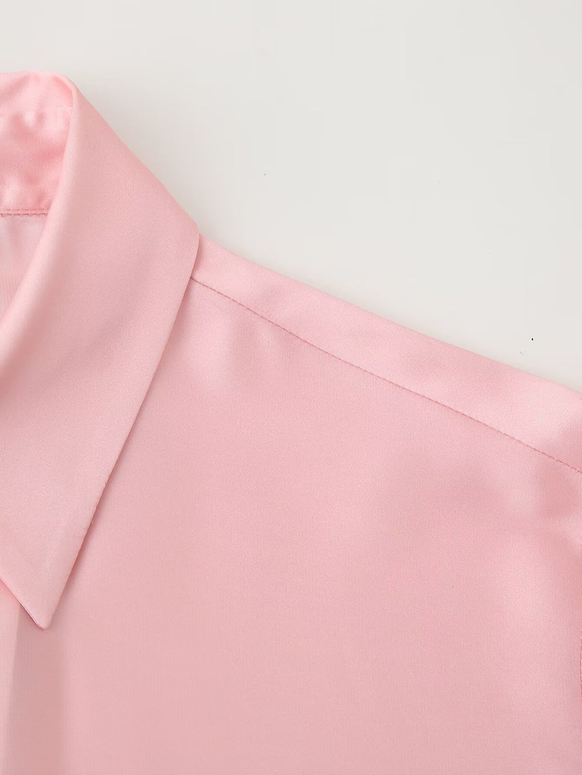 Women's French Floral Printed Silk Satin Textured Shirt