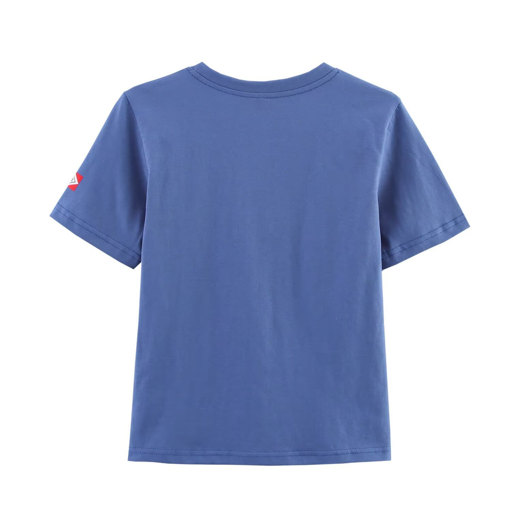 Women’s Blue Color Block Graphic Short Sleeve Top