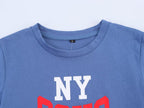 Women’s Blue Color Block Graphic Short Sleeve Top