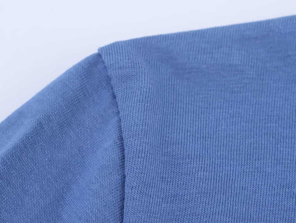 Women’s Blue Color Block Graphic Short Sleeve Top