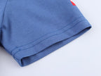 Women’s Blue Color Block Graphic Short Sleeve Top