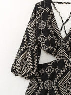 Spring Summer Open Design Embroidery Dress