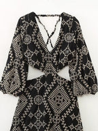 Spring Summer Open Design Embroidery Dress