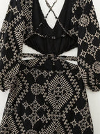 Spring Summer Open Design Embroidery Dress