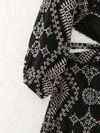 Spring Summer Open Design Embroidery Dress