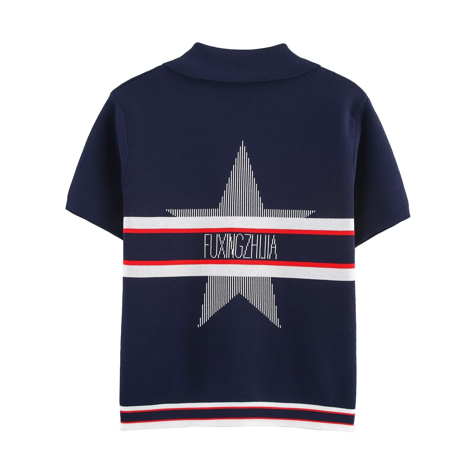Women's Spring Women Clothing All Match Casual Embroidered Polo Shirt Collar Sweater
