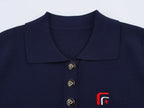 Women's Spring Women Clothing All Match Casual Embroidered Polo Shirt Collar Sweater