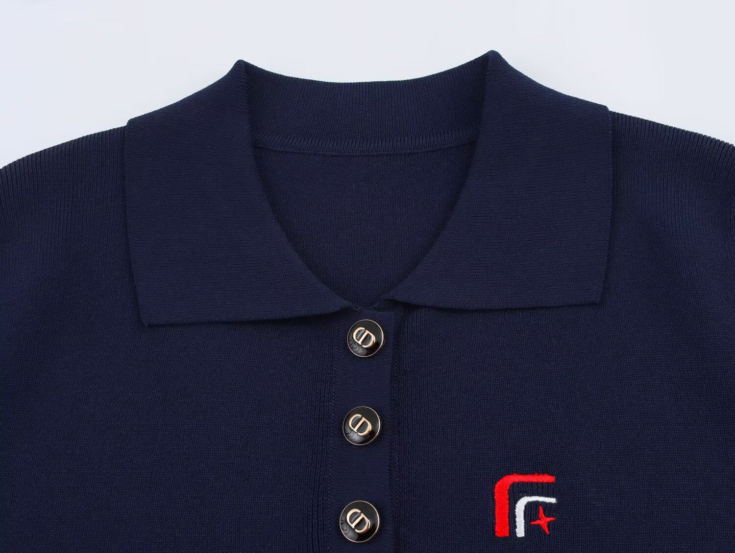 Women's Spring Women Clothing All Match Casual Embroidered Polo Shirt Collar Sweater