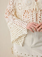 Women Loose Hollowed Lace Cardigan With Sun Protection Shirt top