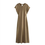 Crew-Neck Cutout Satin Bodycon Maxi Dress