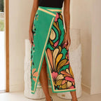 Summer Positioning Printed Sheath Split Slim Fit Skirt