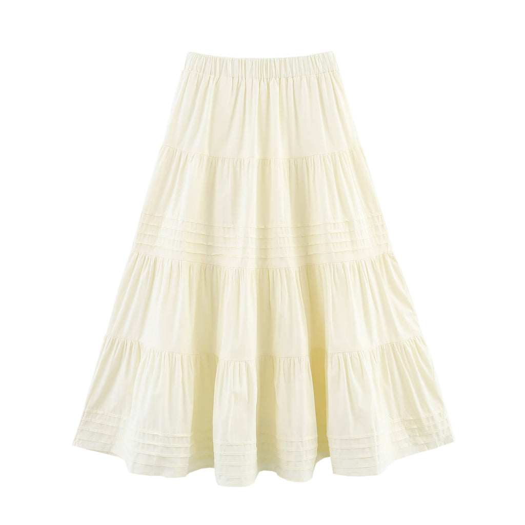 Tiered High-Waist Midi Skirt