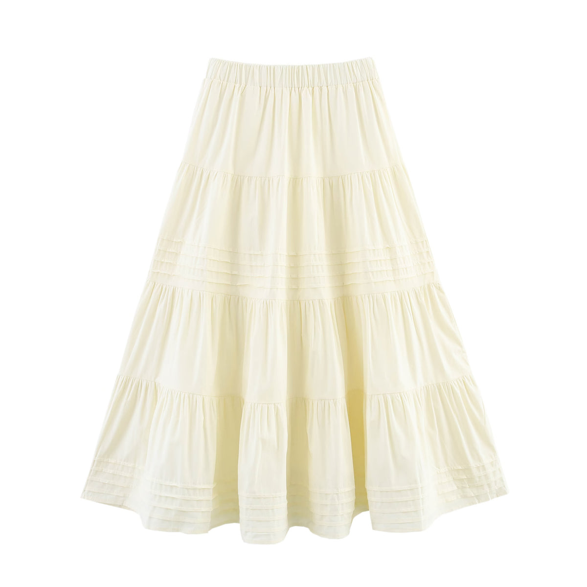 Tiered High-Waist Midi Skirt