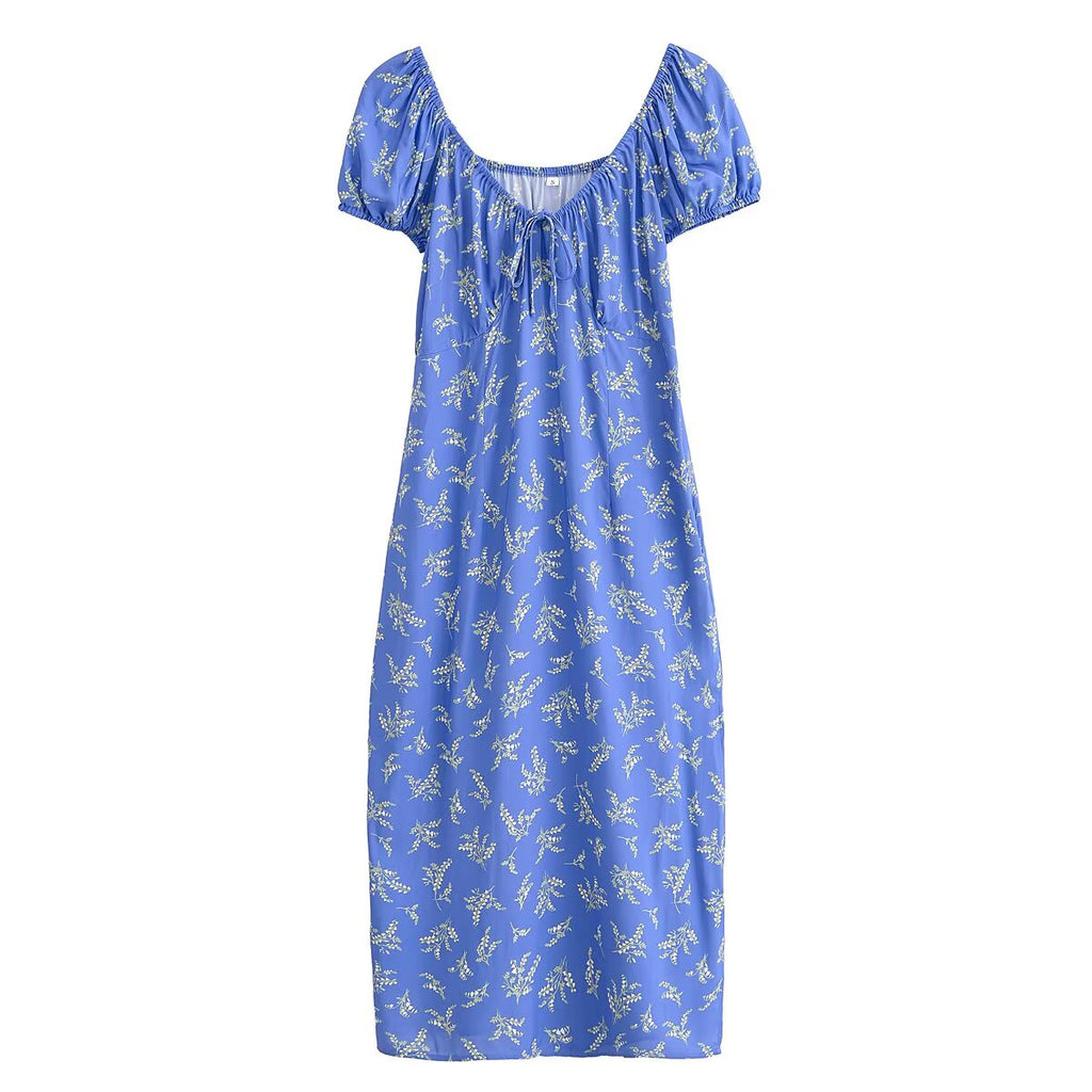Women's Floral Ruffle V-Neck Split Dress
