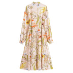 Water Printed Bohemian Casual Belt Dress