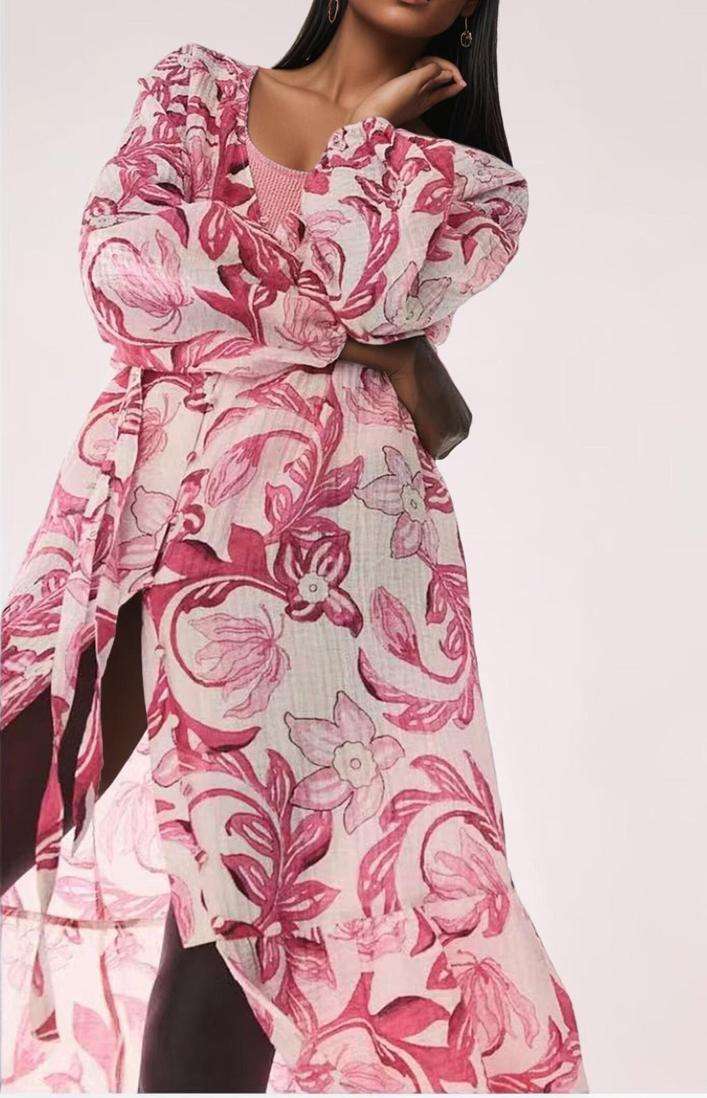 Floral Print Bohemian Belted Dress