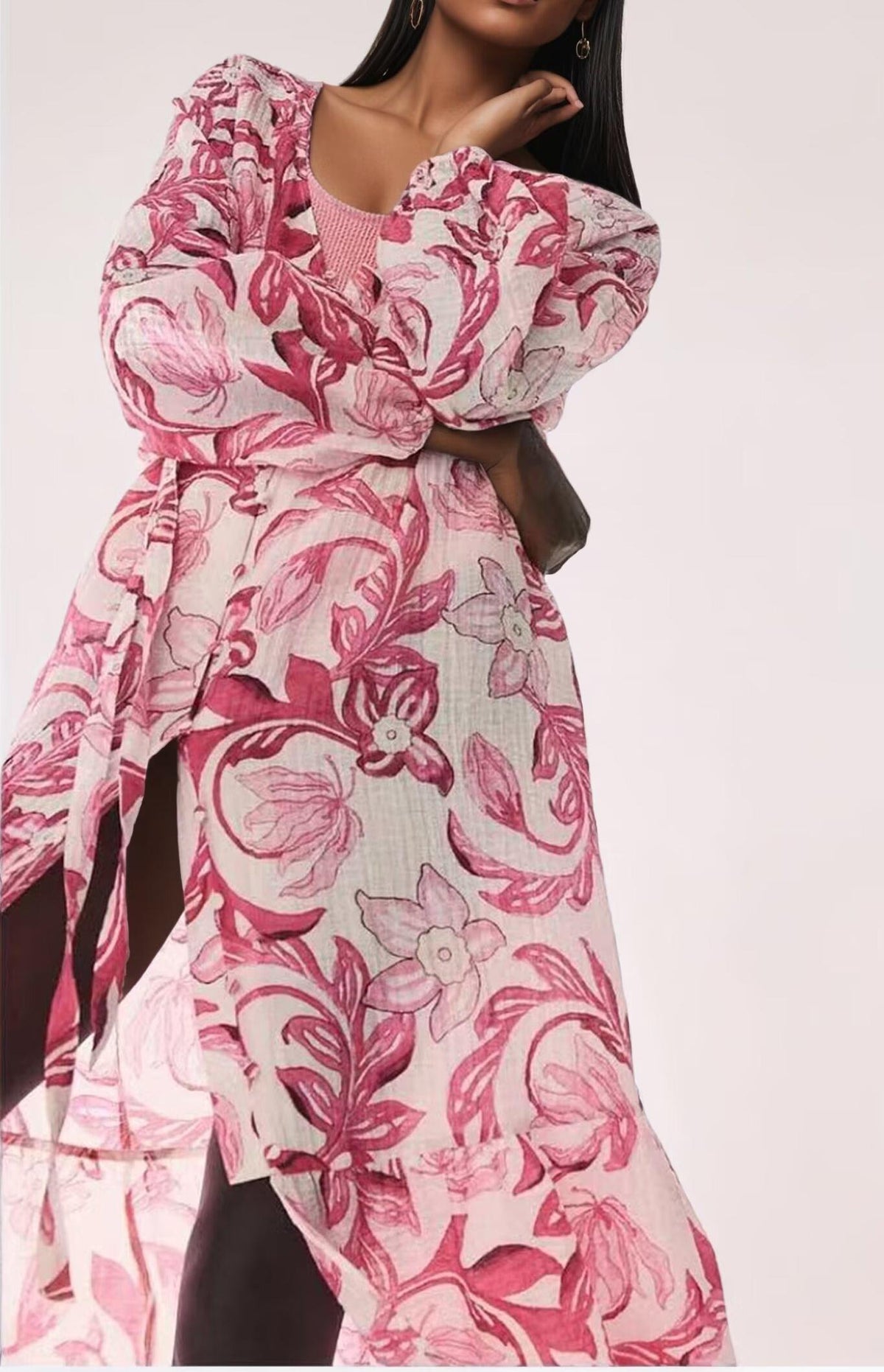 Floral Print Bohemian Belted Dress