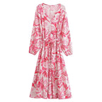 Floral Print Bohemian Belted Dress