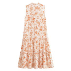 Cotton Water Print Bohemian Vacation Style Sleeveless Dress