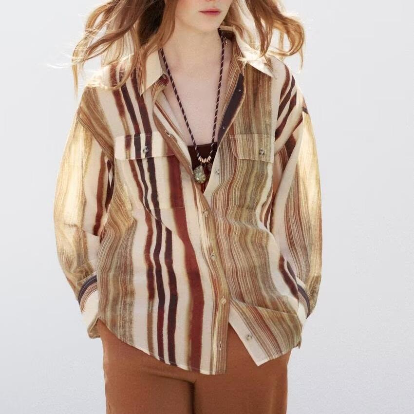 Women's Striped Long-Sleeve Shirt