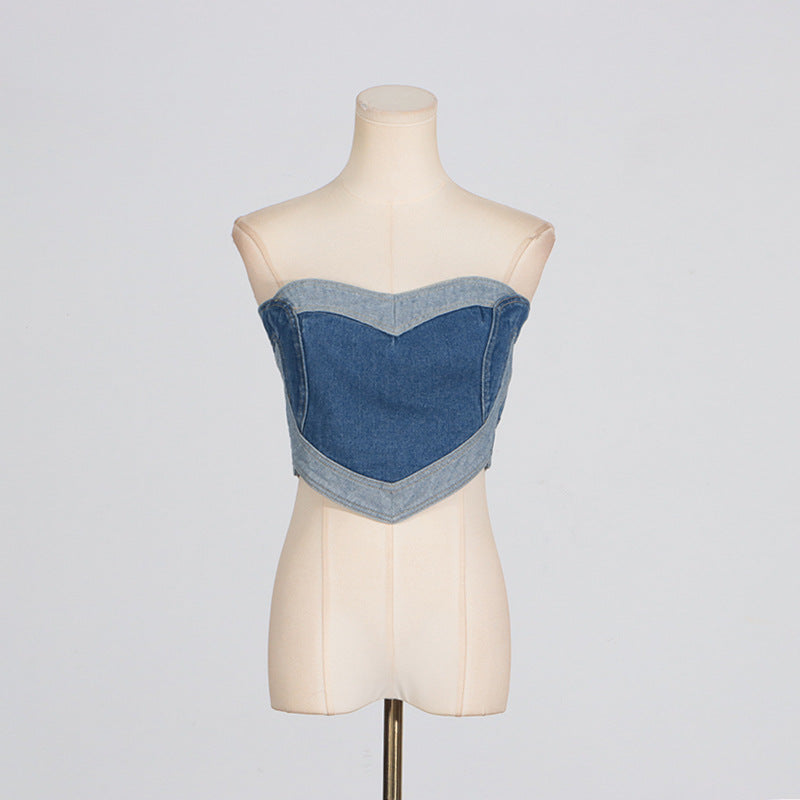 Women’s Blue Denim Sweetheart Tube Top