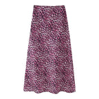 Women's Spring Summer Elegant Silk Satin Texture Leopard Print Skirt
