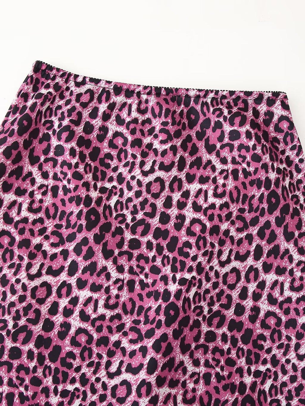 Women's Spring Summer Elegant Silk Satin Texture Leopard Print Skirt