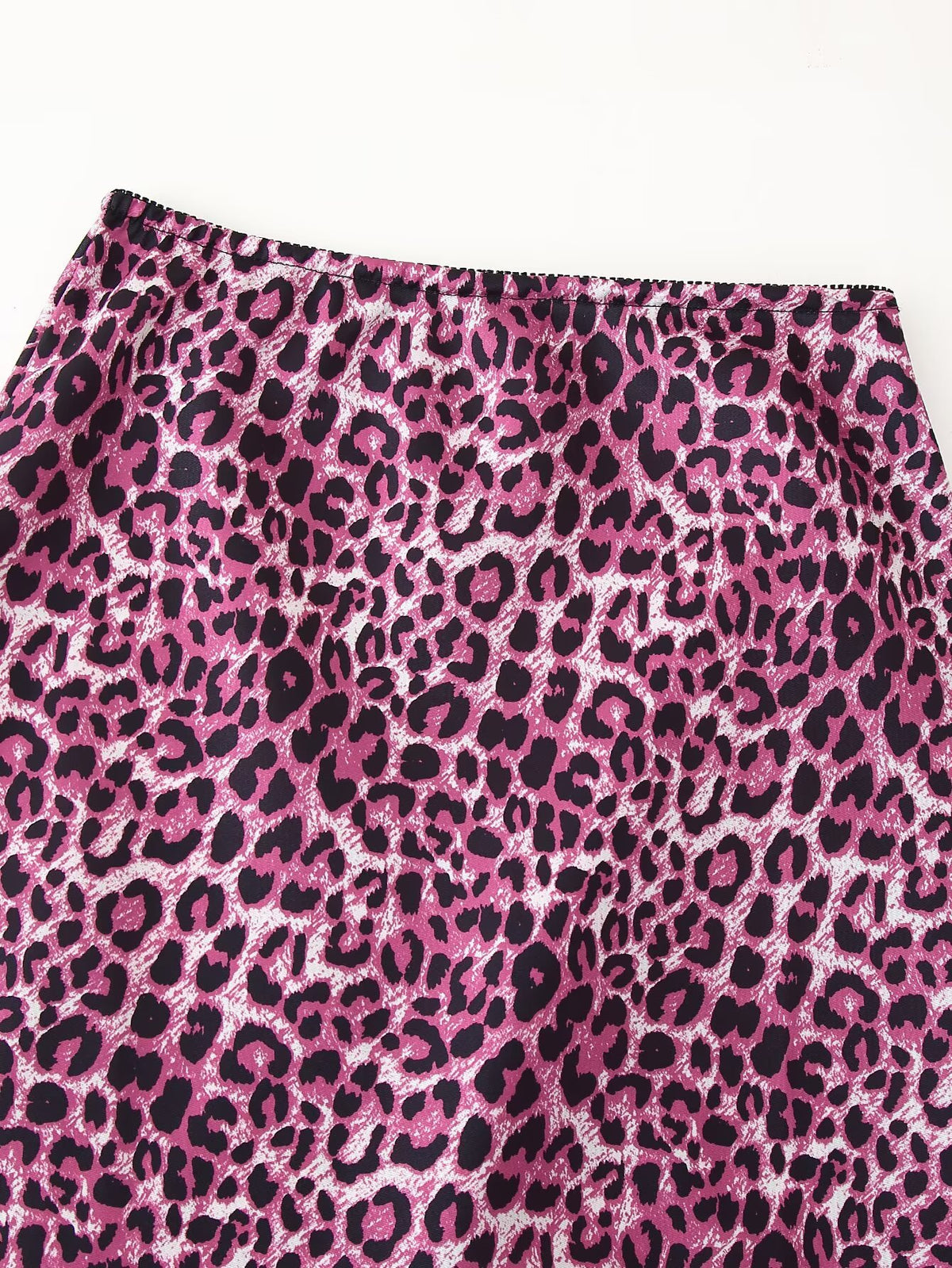 Women's Spring Summer Elegant Silk Satin Texture Leopard Print Skirt