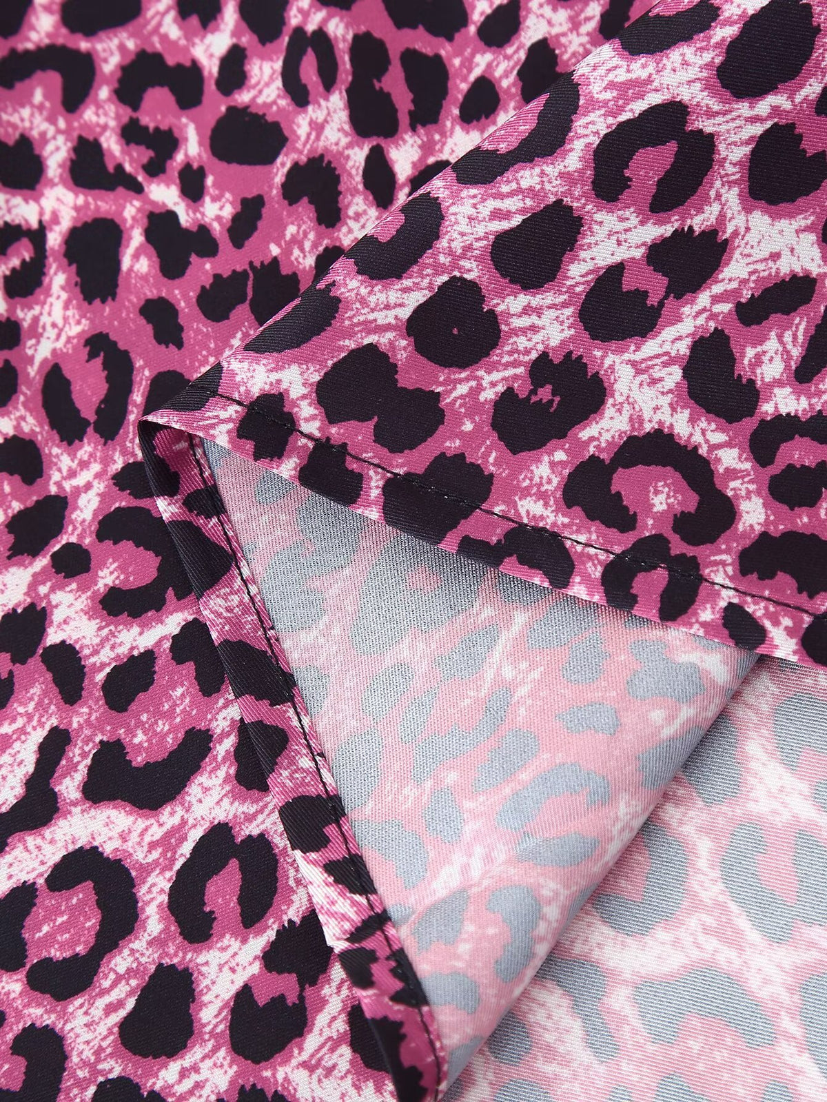Women's Spring Summer Elegant Silk Satin Texture Leopard Print Skirt