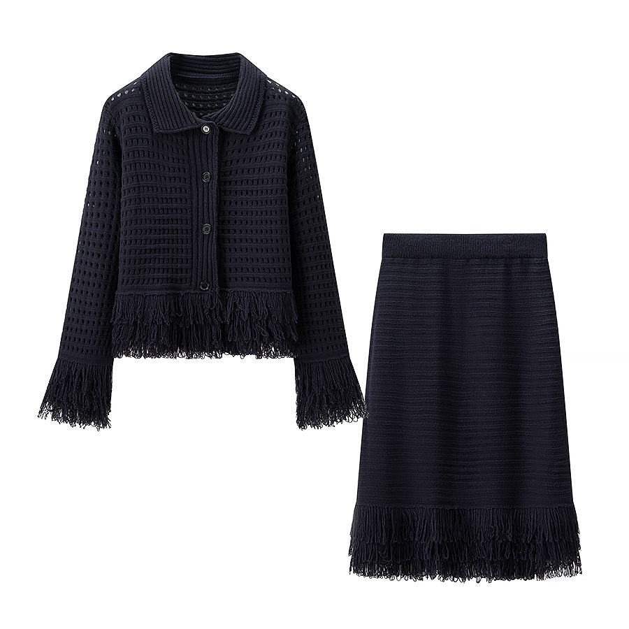 Women's Spring Tassel Hollow Out Coordinated Two-Piece Set