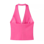 Solid Color Halter Slim Fit Casual Short Camisole