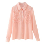 Women's Polo Collar Front Raised Lace Shirt