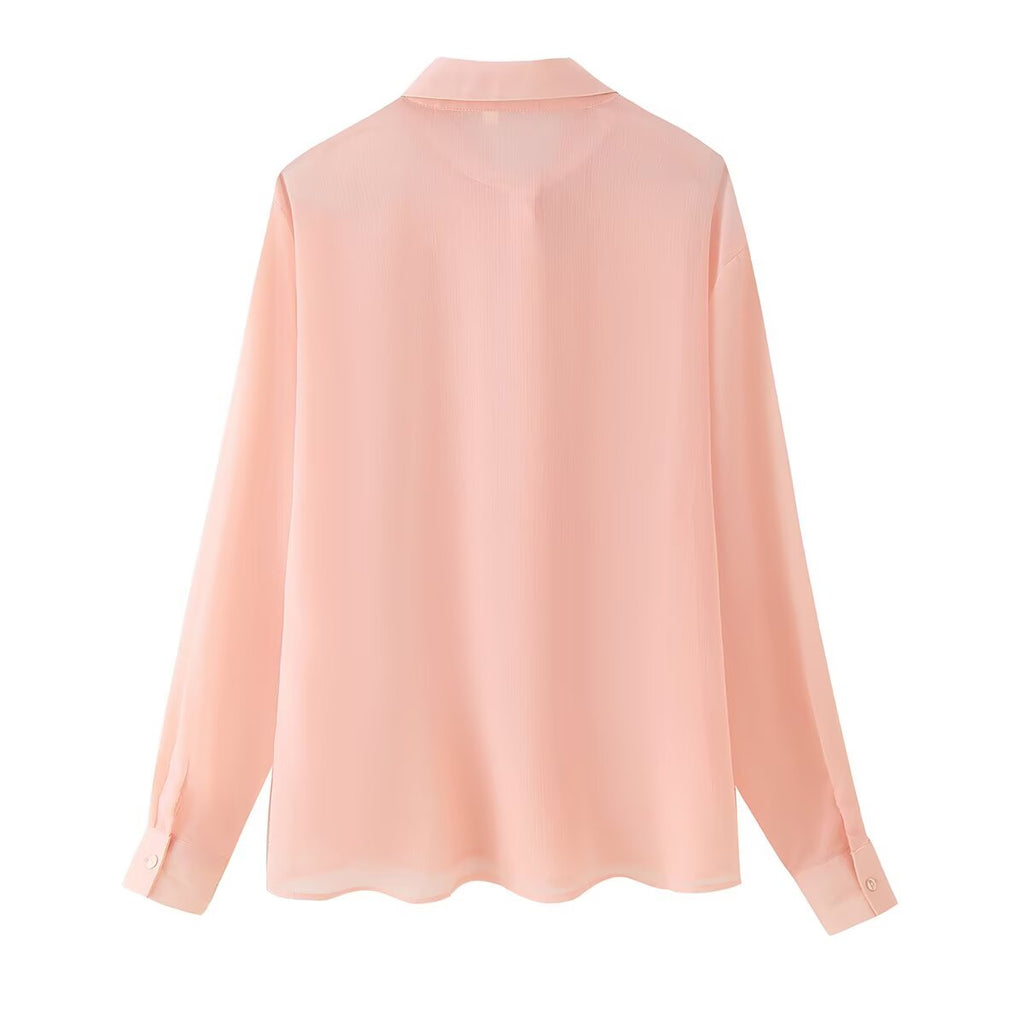 Women's Polo Collar Front Raised Lace Shirt