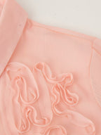 Women's Polo Collar Front Raised Lace Shirt