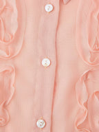 Women's Polo Collar Front Raised Lace Shirt