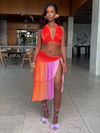 Women's Summer Beach Vacation Halter Coordinated Two-Piece Set