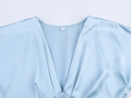 Satin V-Neck Flutter-Sleeve A-Line Maxi Dress