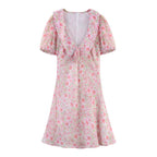 Summer Small Round Collared Printing Short Dress
